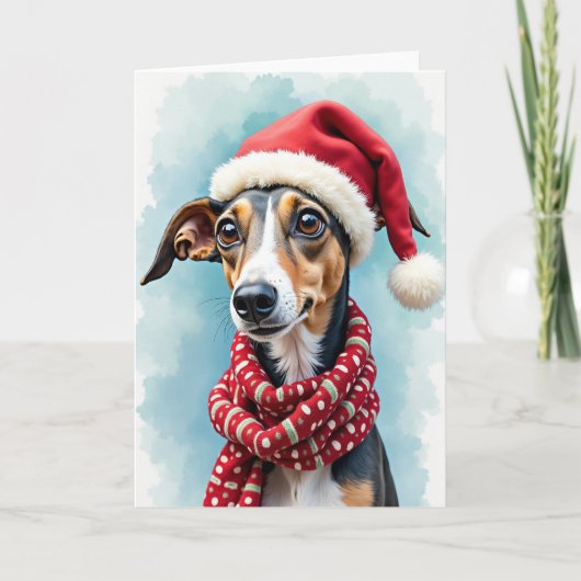 Carte de portrait de chien festif (Devant)