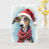 Carte de portrait de chien festif (Fleur jaune)