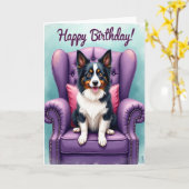 Carte de portrait de chien joyeux (Fleur jaune)