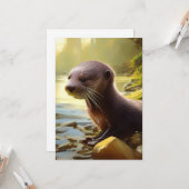 Carte de portrait de la faune de Baby Otter (Devant/Arrière en situation)
