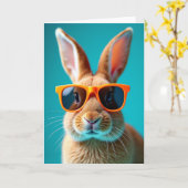 Carte de portrait de lapin cool (Fleur jaune)