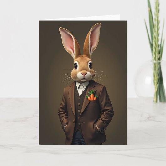 Carte de portrait de lapin élégant (Devant)