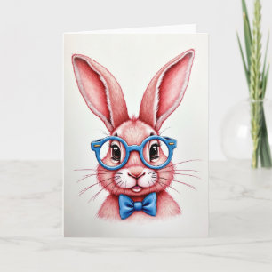 Carte de portrait de lapin intelligent