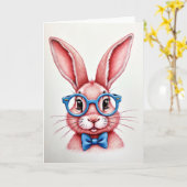 Carte de portrait de lapin intelligent (Fleur jaune)