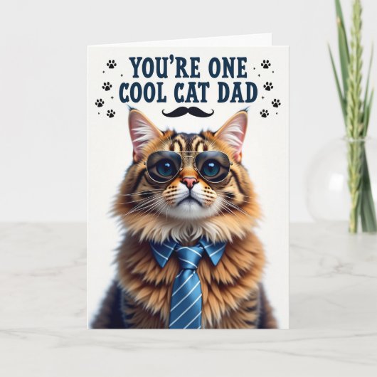 Carte de portrait de papa chat cool (Devant)