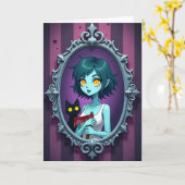 Carte de portrait de regard sinistre (Fleur jaune)