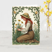 Carte de portrait de vigne florale (Fleur jaune)