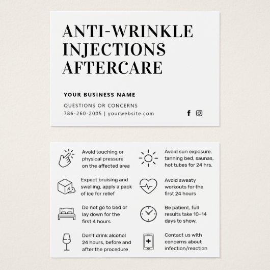 Carte de post-soins simple anti-rinçage (Devant & derrière)
