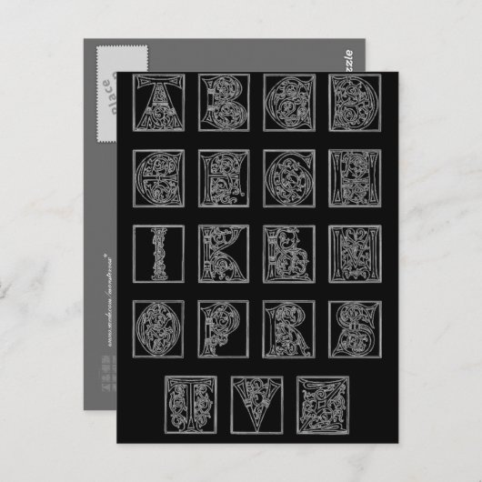 Carte de poste alphabétique (Devant / Derrière)