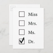 Carte de poste de doctorat (Devant / Derrière)