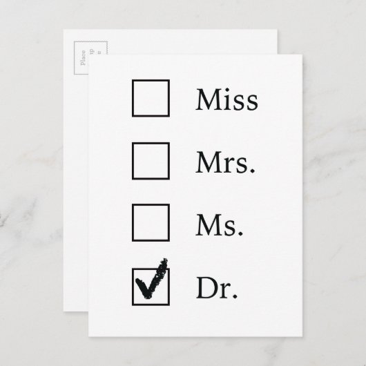 Carte de poste de doctorat (Devant / Derrière)