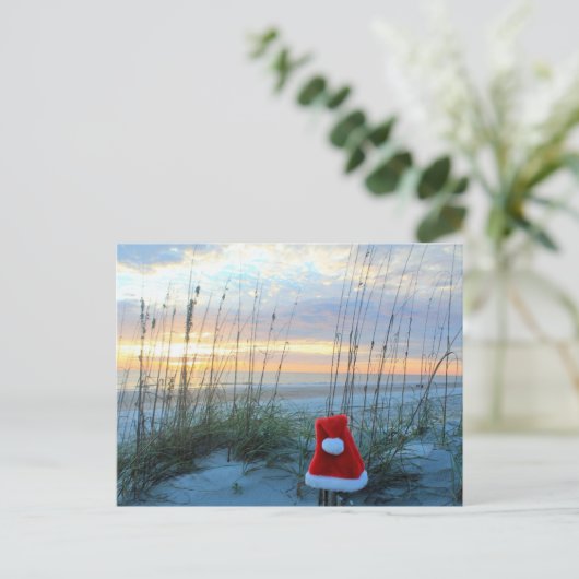 Carte de poste de Noël à thème de plage (Debout devant)