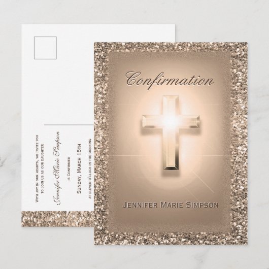 Carte de poste de Rose de confirmation (Devant / Derrière)