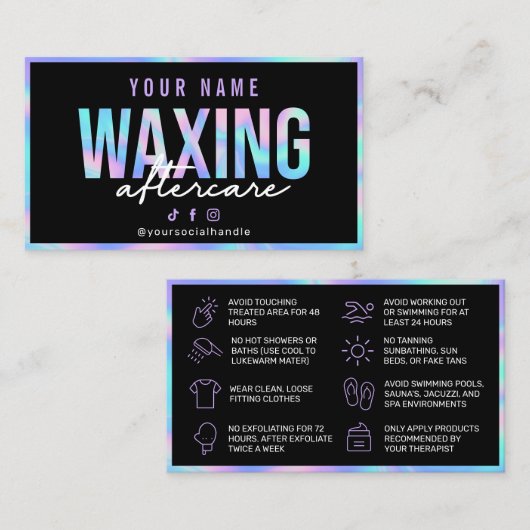 Carte de postsoins Holographique Waxing (Devant / Derrière)