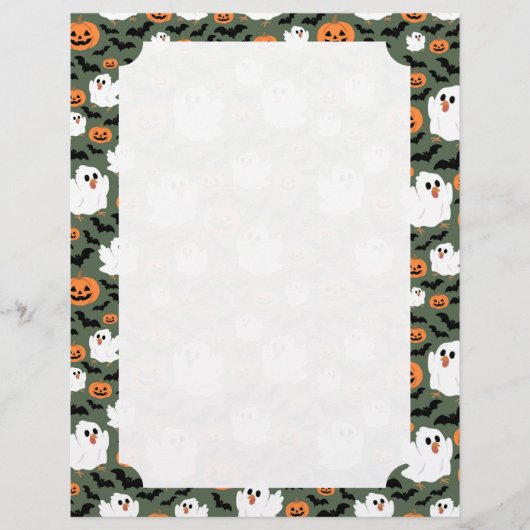 Carte de poulets fantômes mignons avec citrouilles (Devant)