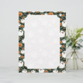 Carte de poulets fantômes mignons avec citrouilles (Debout devant)