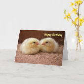 Carte de poulettes ANNIVERSAIRE (Fleur jaune)