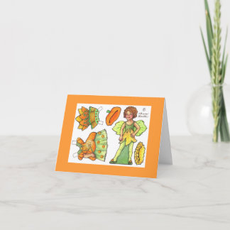 Carte de poupée papier citrouille Fairy Halloween