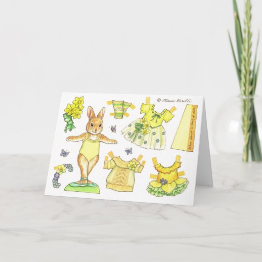 Carte de poupée papier lapin de Pâques (Devant)