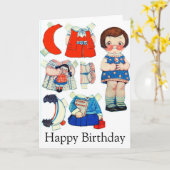 Carte de poupée papier petite fille (Fleur jaune)