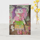 Carte de poupée violette Anniversaire de petite fi (Fleur jaune)