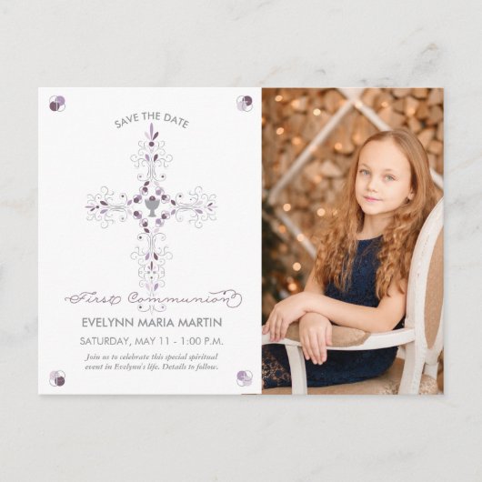 Carte de préavis de première communion avec photo (Devant)
