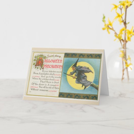 Carte de précautions de Halloween (Fleur jaune)