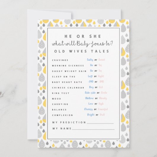 carte de prédiction bébé baby shower jeu maman pou (Devant)