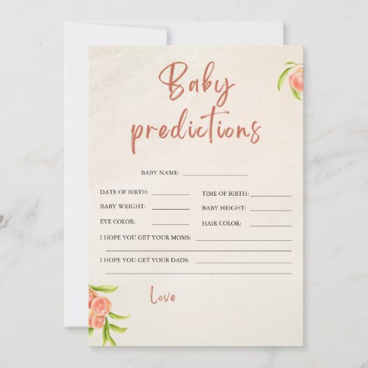 Carte de prédiction de Baby shower de pêche (Devant)
