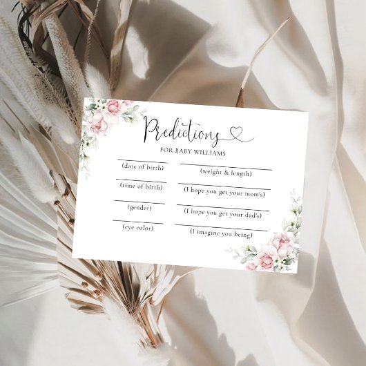 Carte de prédiction de Baby shower de Roses Roses