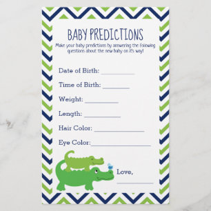 Carte de prédiction du Baby shower d'alligator Pre