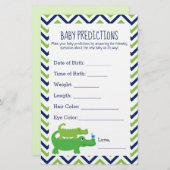 Carte de prédiction du Baby shower d'alligator Pre (Devant / Derrière)