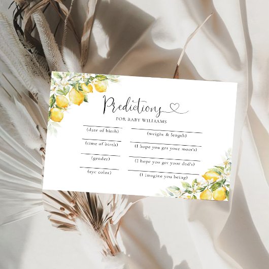 Carte de prédictions de Baby shower Citrus vert ci
