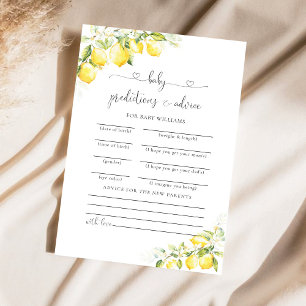 Carte de prédictions de Baby shower Citrus vert ci