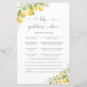 Carte de prédictions de Baby shower Citrus vert ci (Devant)