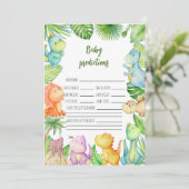 Carte de prédictions de Baby shower Dinosaur (Debout devant)