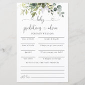 Carte de prédictions de Baby Shower Floral Eucalyp (Devant)
