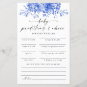 Carte de prédictions de Baby shower Floral Porcela (Devant)
