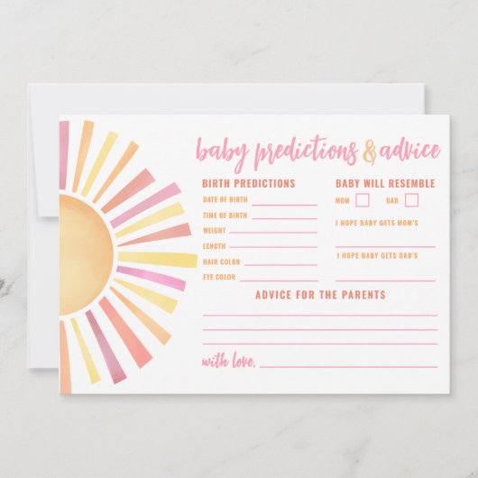 Carte de prédictions de conseils ensoleillés Baby (Devant)