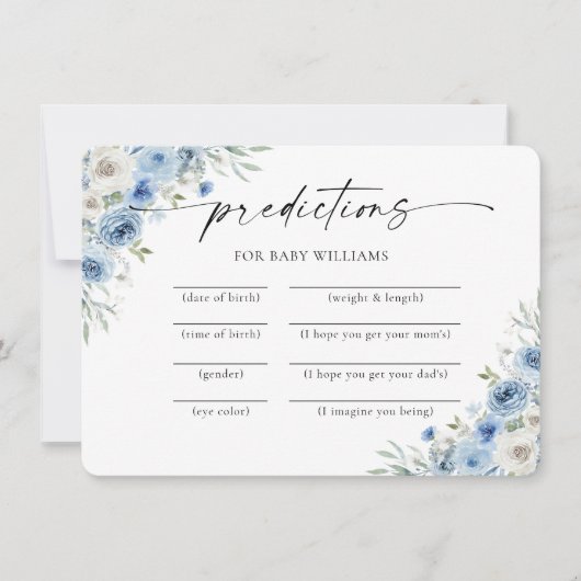 Carte de prédictions de douche pour bébé bleu fonc (Devant)