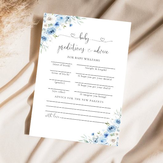 Carte de prédictions de douche pour bébé bleu fonc