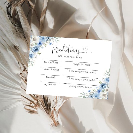 Carte de prédictions de douche pour bébé bleu fonc