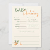 Carte de prédictions de petit Baby shower d'agrume (Devant)