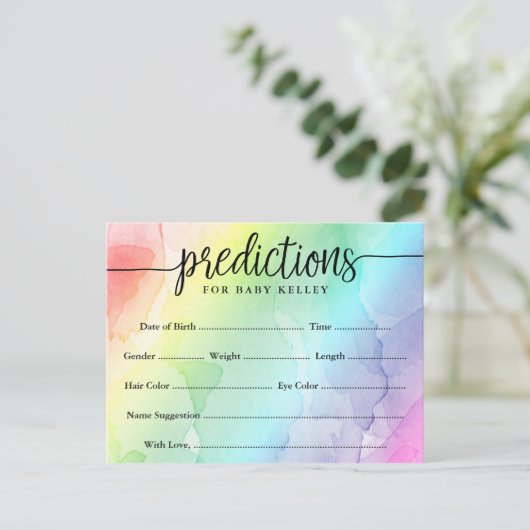 Carte de prédictions du Baby shower arc-en-ciel (Debout devant)
