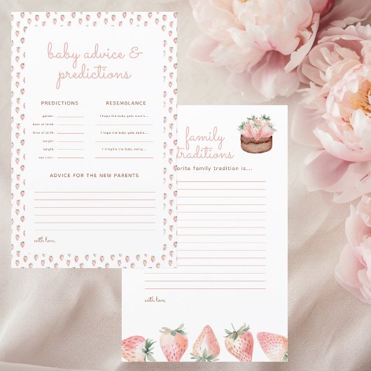Carte de prédictions du Baby shower de gâteau sucr