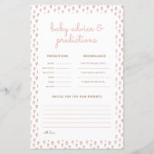 Carte de prédictions du Baby shower de gâteau sucr (Devant)