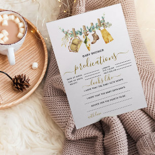 Carte de prédictions du Baby shower de pêche rusti