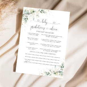 Carte de prédictions du Baby shower d'or Eucalyptu