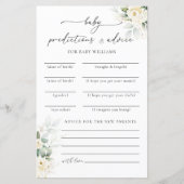 Carte de prédictions du Baby shower Roses blanches (Devant)