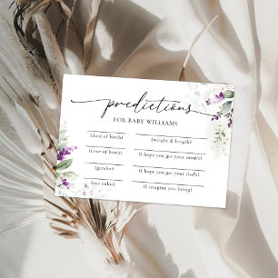 Carte de prédictions du Baby shower vert pourpre